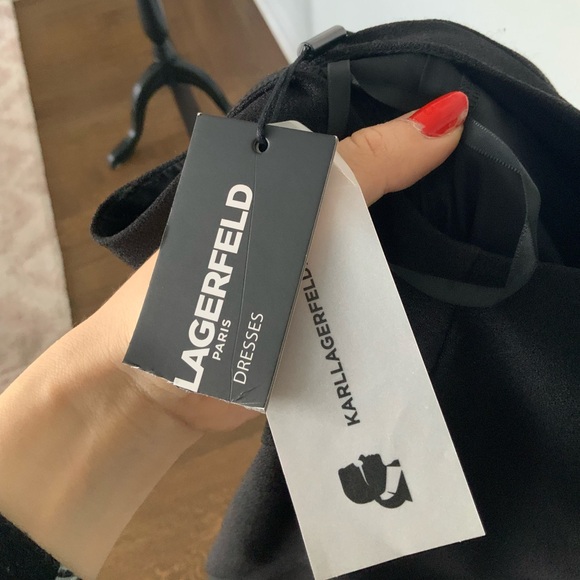 KARL LAGERFELD PARIS Pearl Neckline Black Sleeveless Dress Size 10 BRAND NEW - Picture 7 of 12